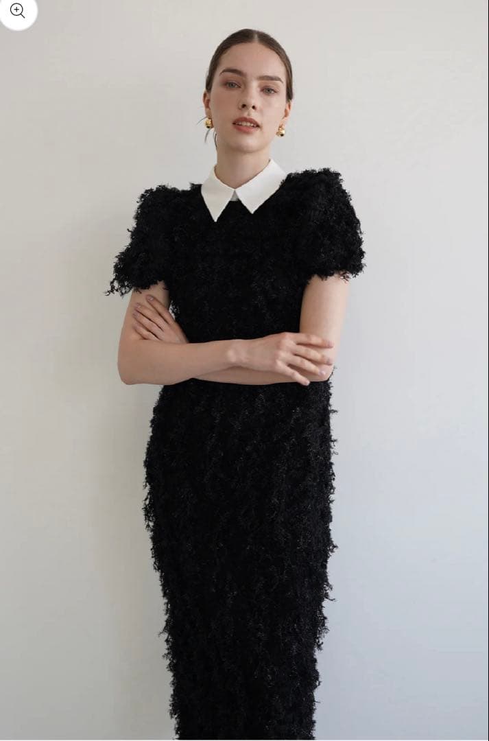 新品未使用Acka. lame fringe puff dress 1