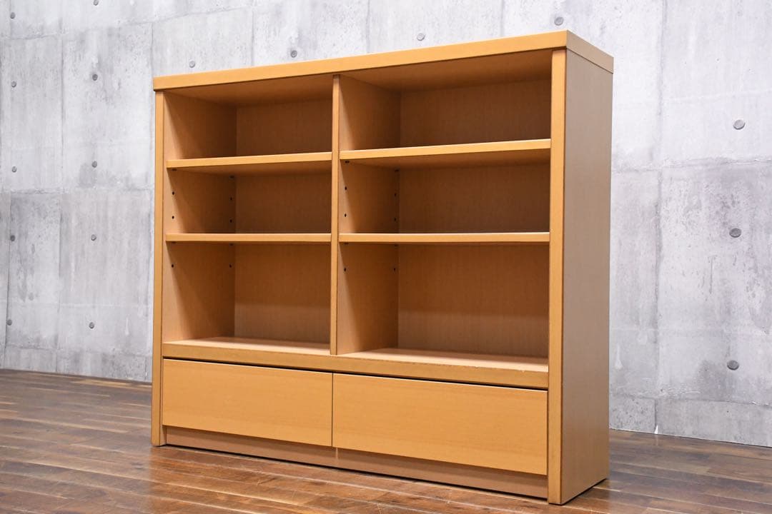 ECK84 生松工芸 セレノ オープン書棚 NA色 ブックシェルフ 本棚 引出し