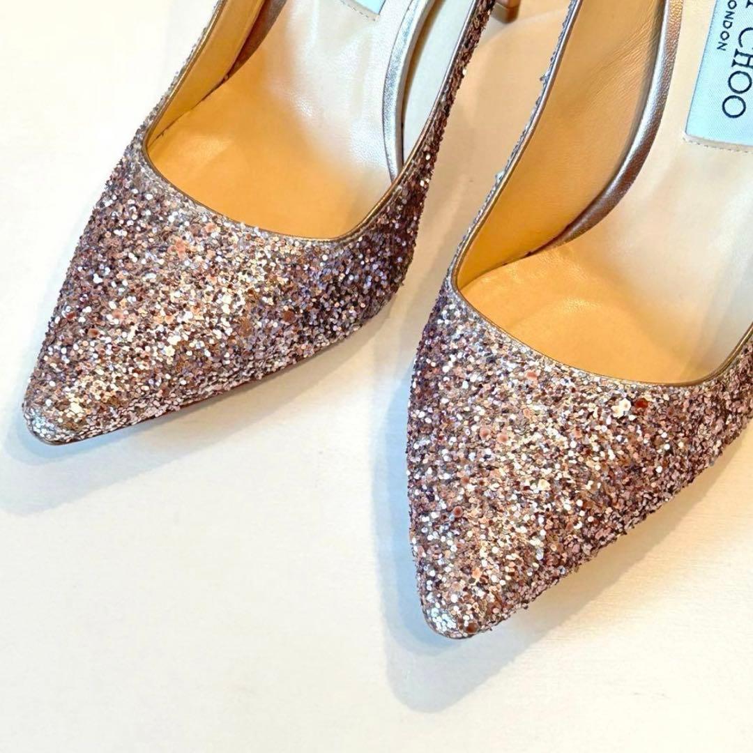 JIMMY CHOO ジミーチュウ ROMY グリッターパンプス ピンク 38