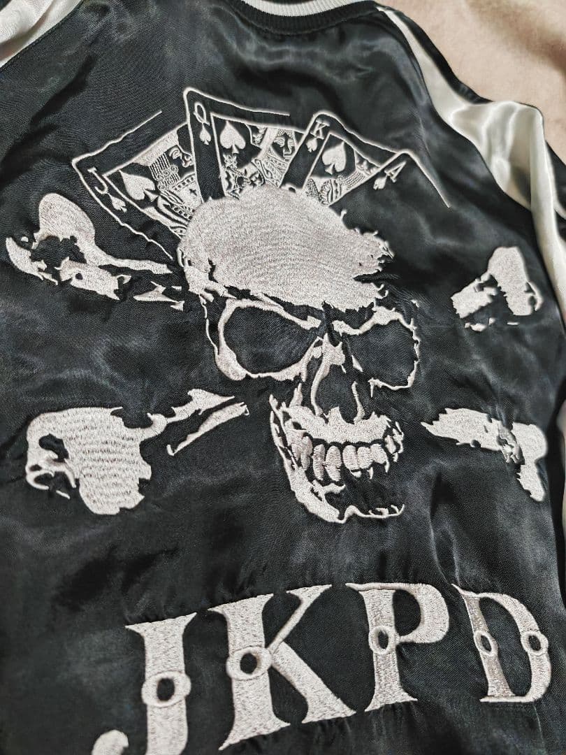 JKPD 美品 日本 限定２面用 スカジャン スカル 100%silk