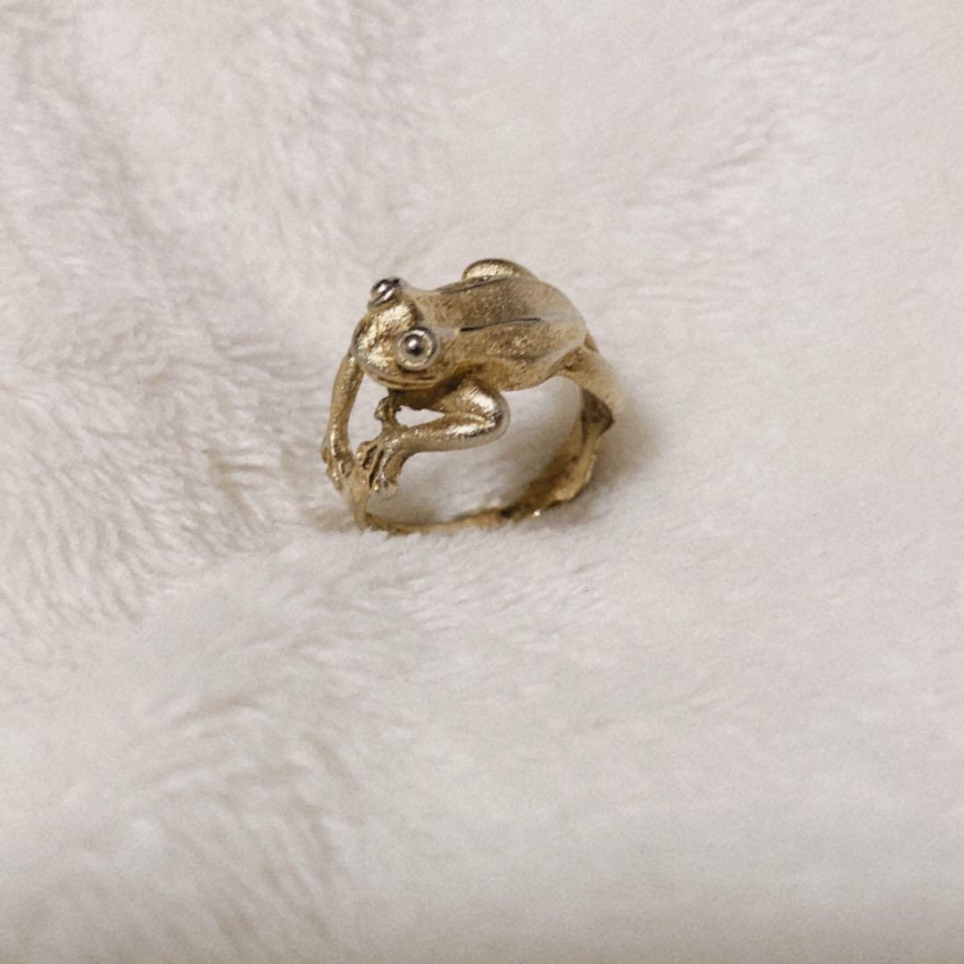 シルバーリング カエル 925ゴールドカラー・ヴィンテージ