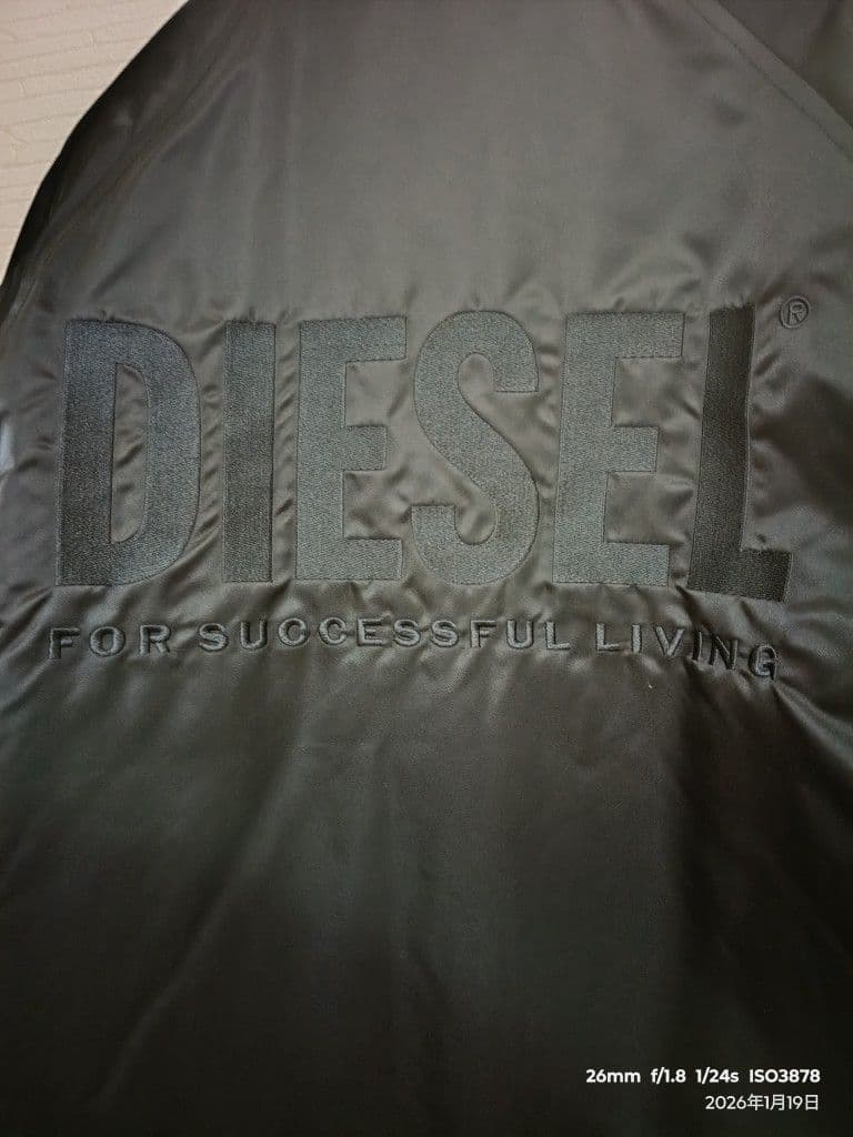 た*ん様 DIESELディーゼル☆大人気☆コーチジャケット 黒 刺繍ロゴ