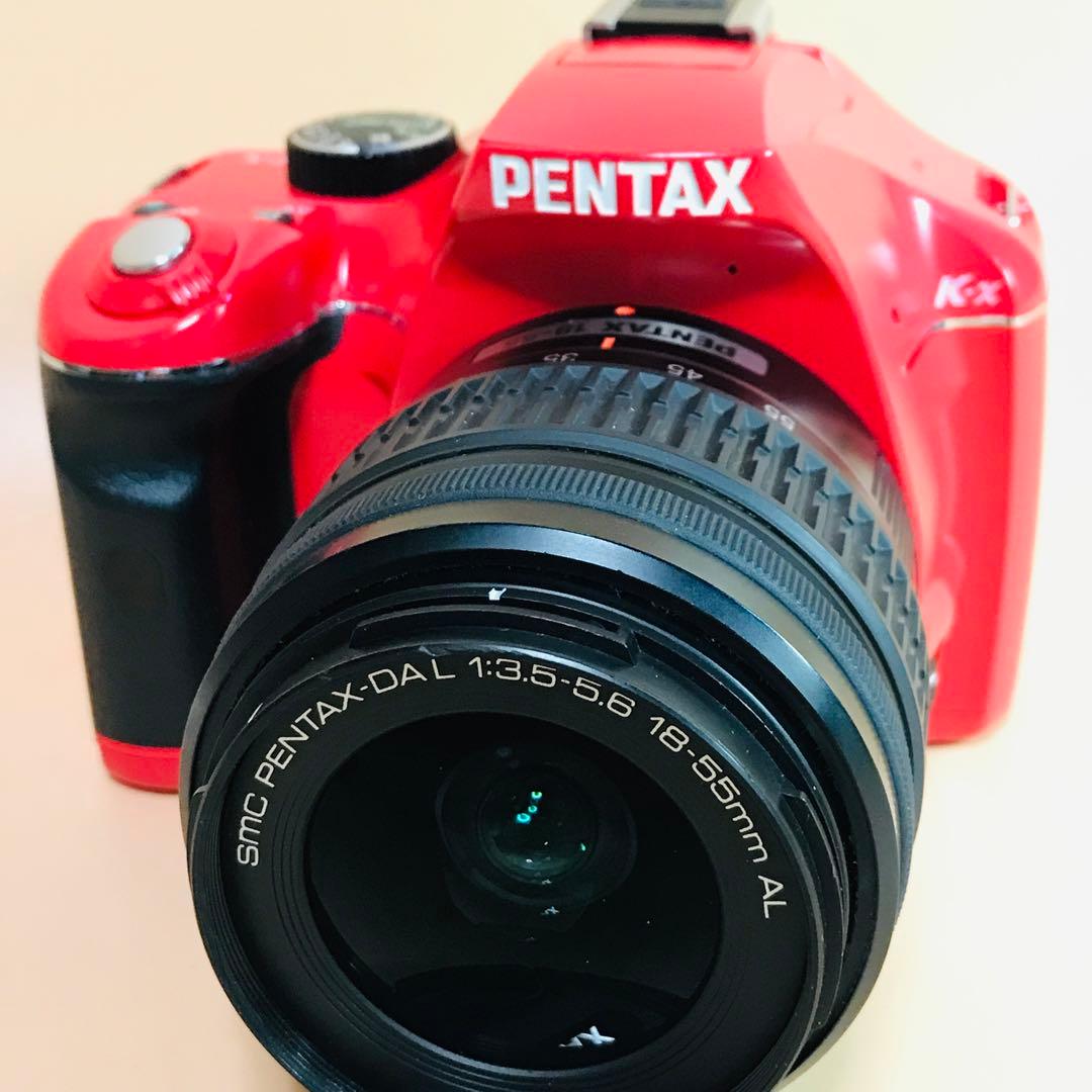 ペンタックス K-x 赤色⭐️Wi-Fi SD アダプター+単3電池4本付属