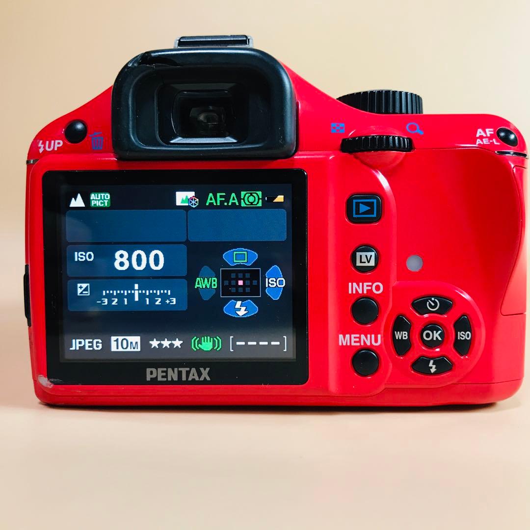 ペンタックス K-x 赤色⭐️Wi-Fi SD アダプター+単3電池4本付属