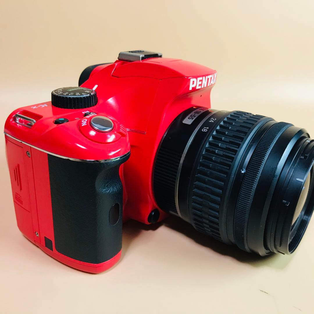 ペンタックス K-x 赤色⭐️Wi-Fi SD アダプター+単3電池4本付属