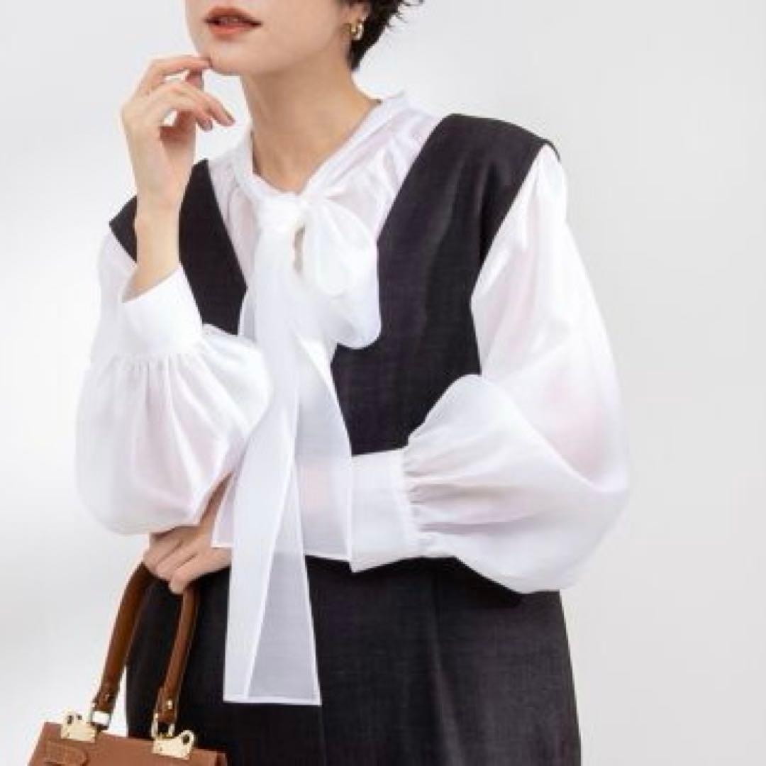 beautiful life ノーリーズ 2WAYシアーリボンブラウス