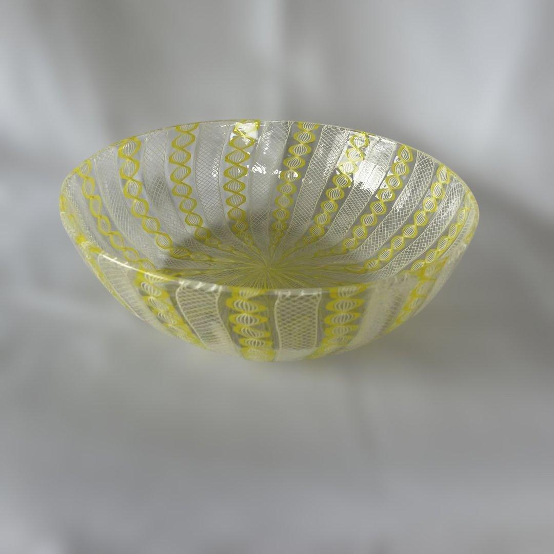 ヴェネチアングラス サラダボール ホワイト&イエロー