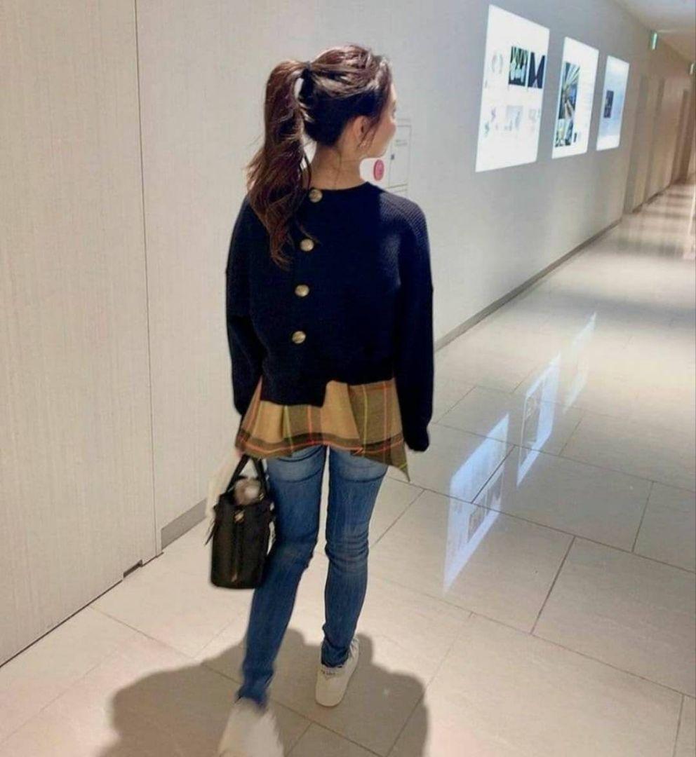 ENFOLDネイビーニットセーター 38エンフォルド