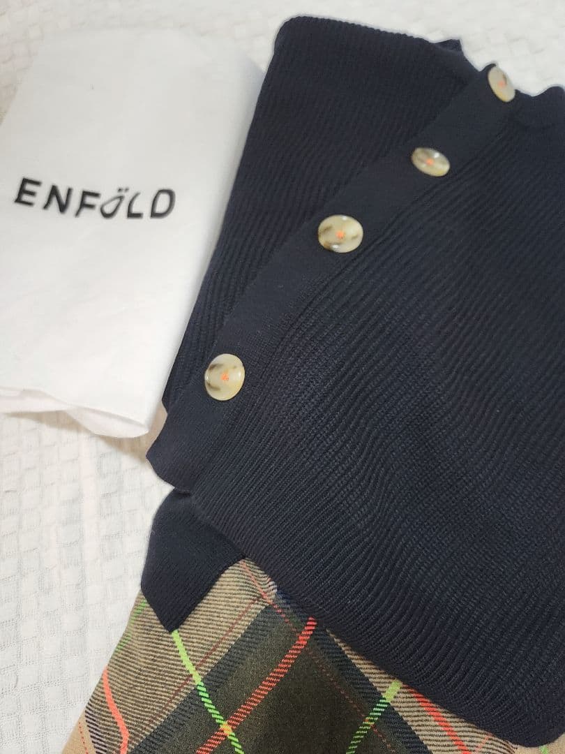 ENFOLDネイビーニットセーター 38エンフォルド