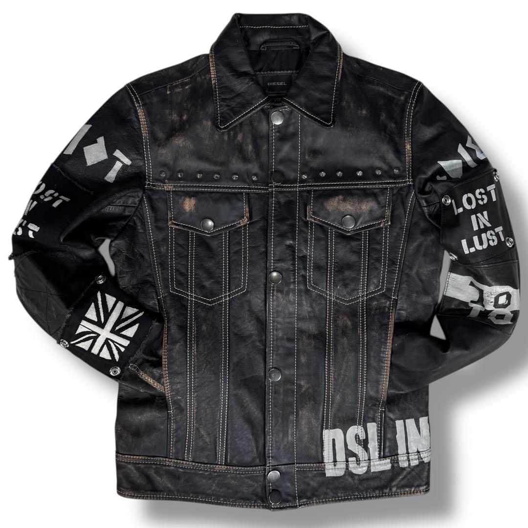 極美品 DIESEL 2000s Y2K スタッズ ライダース レザージャケット