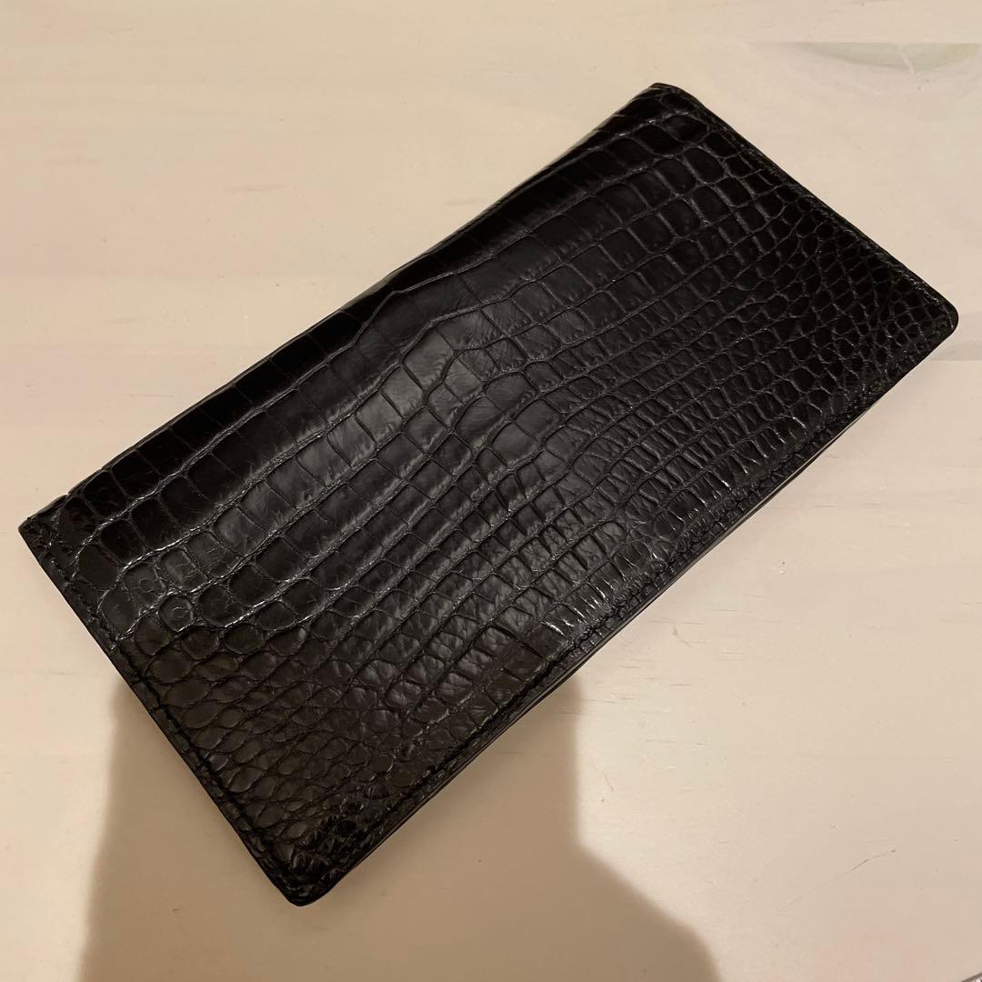 美品！ クロコダイル ポロサス 長財布 ブラック JRA