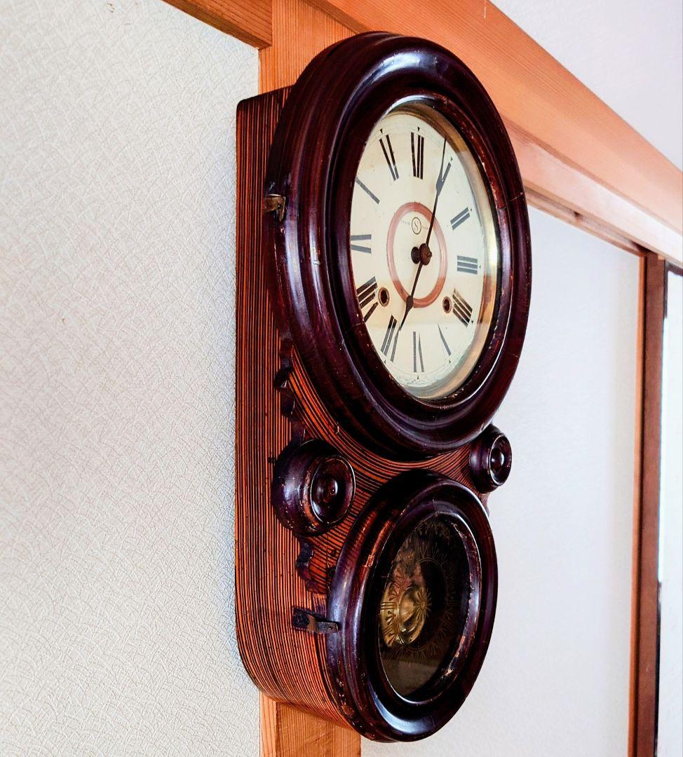 〈完動・美品〉精工舎　四ツ丸達磨型ゼンマイ振り子時計　アンティーク古時計