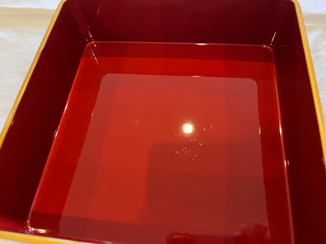 華やかな新年に！新品未使用会津塗五段重箱台付き　 慶事松竹梅鶴亀柄