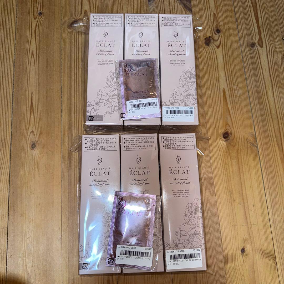 ヘアボーテエクラボタニカルエアカラーフォーム ダークブラウン6本【新品】