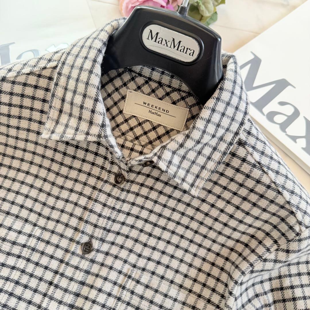 美品★マックスマーラ バージンウールケーブルニットセーター チェックシャツ 2点