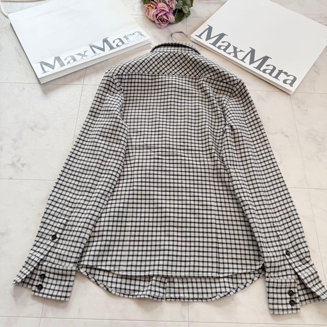 美品★マックスマーラ バージンウールケーブルニットセーター チェックシャツ 2点