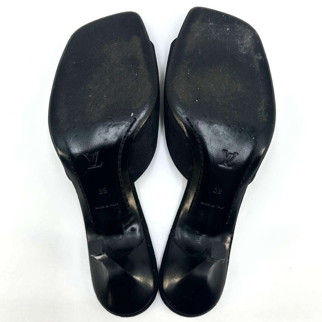 LOUIS VUITTON ミュール サンダル モノグラム LVロゴ ブラック