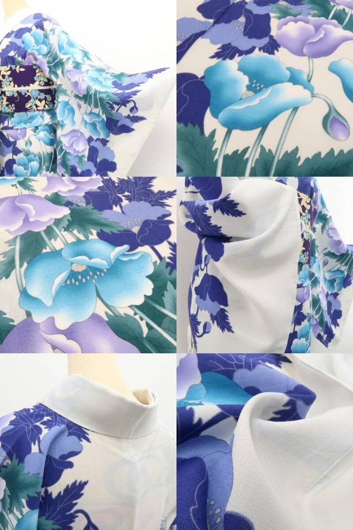 新品 撫松庵 片寄せポピー セオアルファ 洗える夏着物 付下げ 浴衣 6228