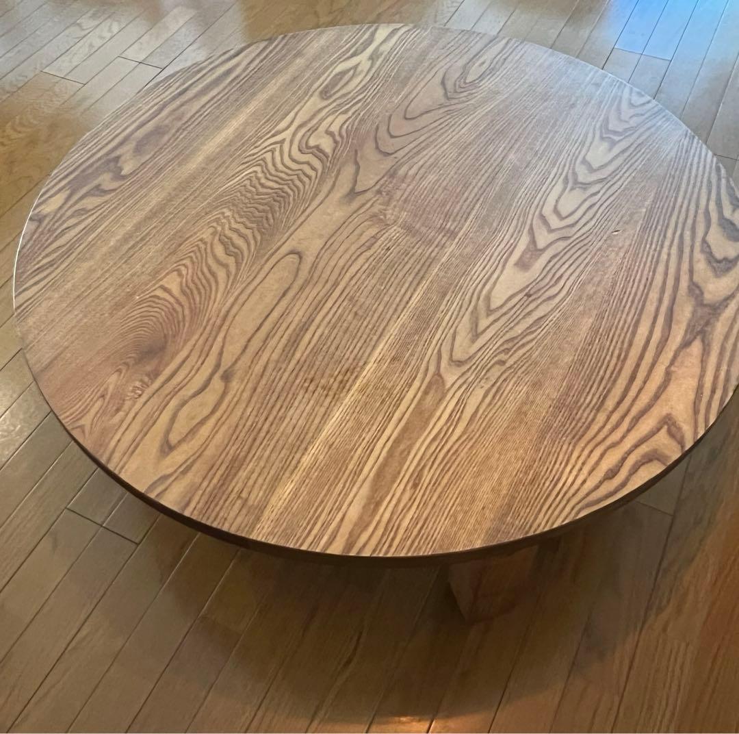 【折り畳み可能】リビングテーブル 円形ちゃぶ台　【ひでじ工房】