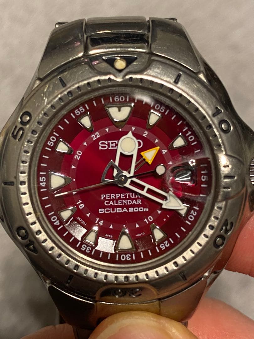 セイコー　ピピン　限定色ボルドー　パーペチュアルカレンダー　スキューバ200m
