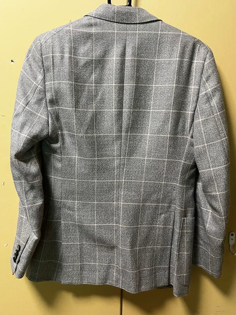 【美品】ISAIA イザイア　グレー　チェック　ビジネスジャケット　44 8C