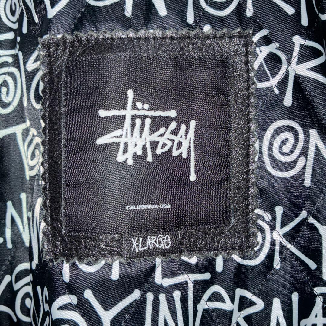 Stussy×Schott ブラックレザージャケット XL