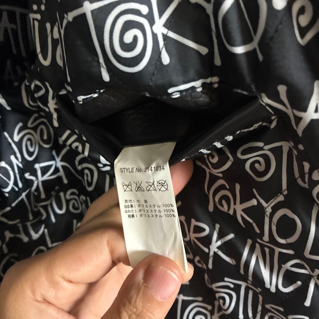 Stussy×Schott ブラックレザージャケット XL