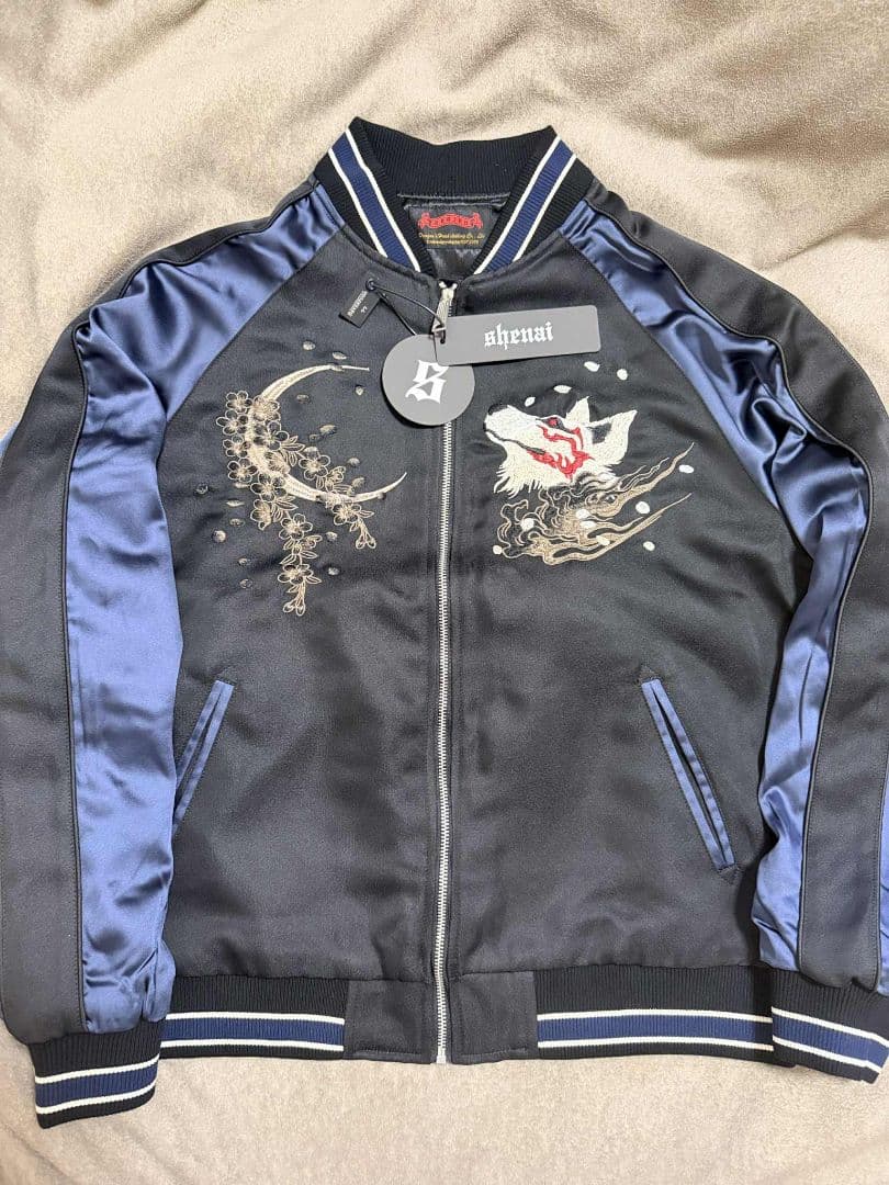 未使用 キツネ 狐 桜 SKAJAN スカジャン ネイビー vintage 美品