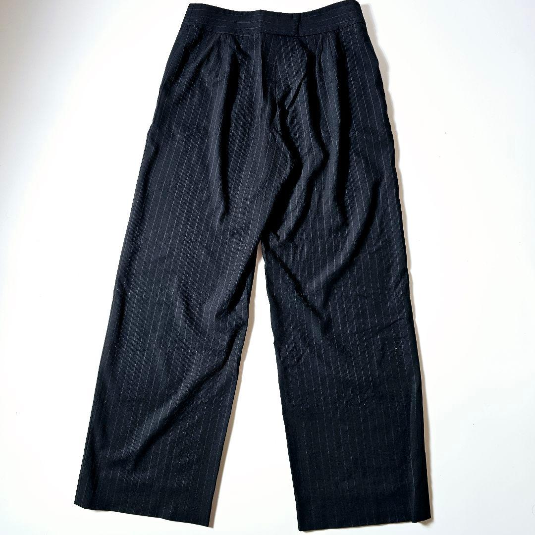 【極美品】ジョルジオアルマーニ　M　ストライプ　スーツ　セットアップ　ブラック