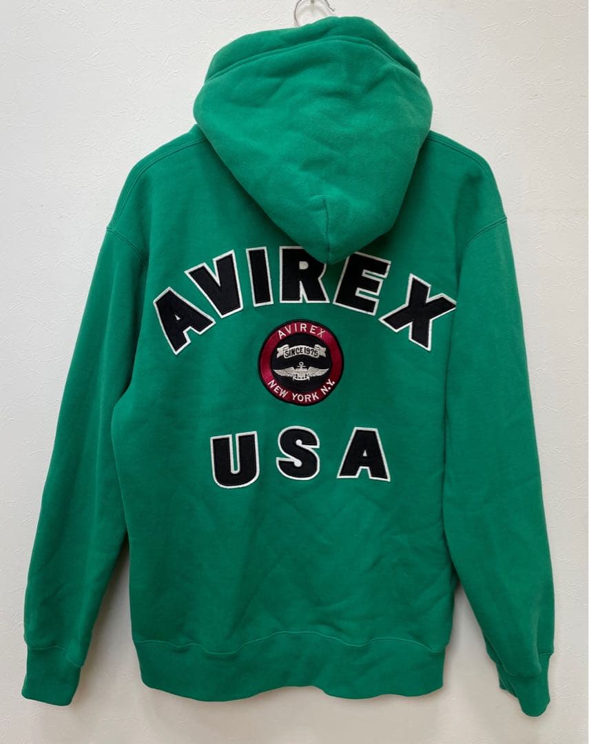 アヴィレックス　ジップアップパーカー　AVIREX　グリーン　ユルダボXL