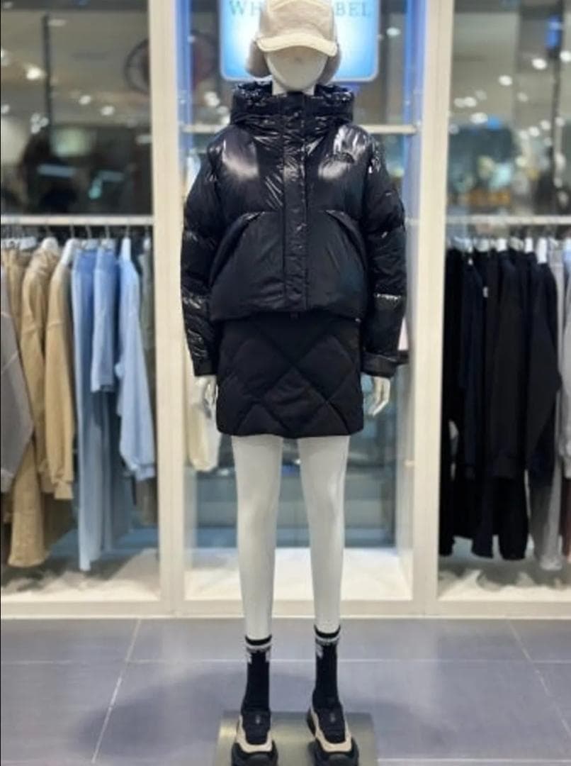 【韓国限定】ノースフェイス グロッシーショートダウン ジャケット 黒 M