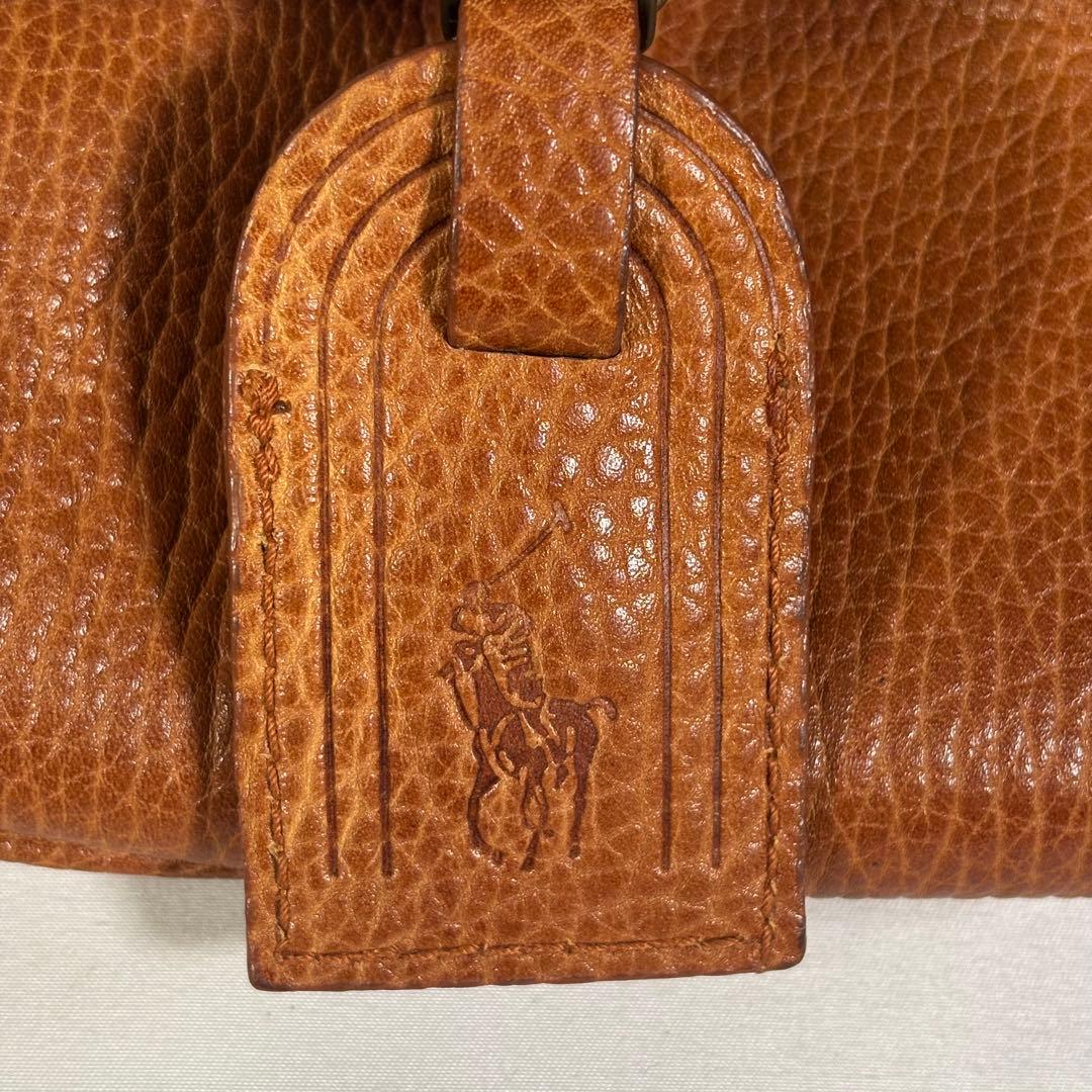 美品 ラルフローレン ハンドバッグ ミニボストン チャーム 鍵 レザー ブラウン