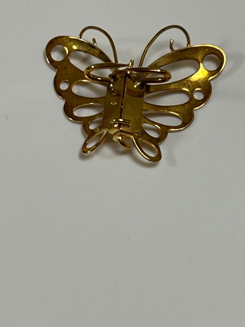 18金バタフライ蝶18Kブローチ