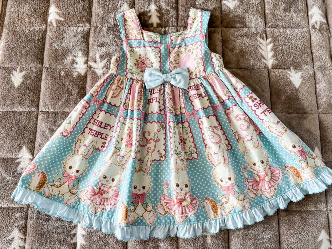 shirleytempleうさぎハンカチプリントジャンパースカート＆ブラウス90