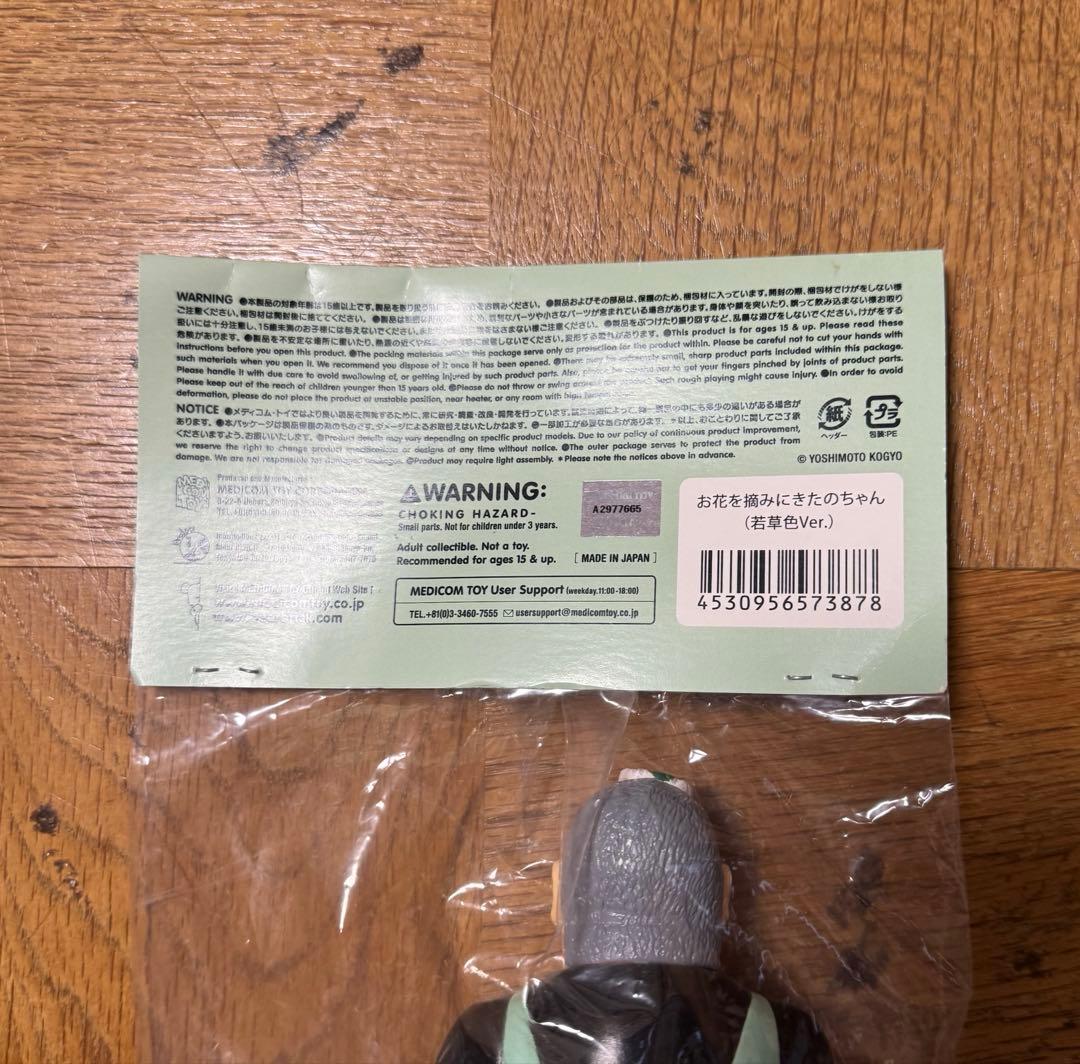 メディコムトイ お花を摘みにきたのちゃん ソフビ くっきー　若草色