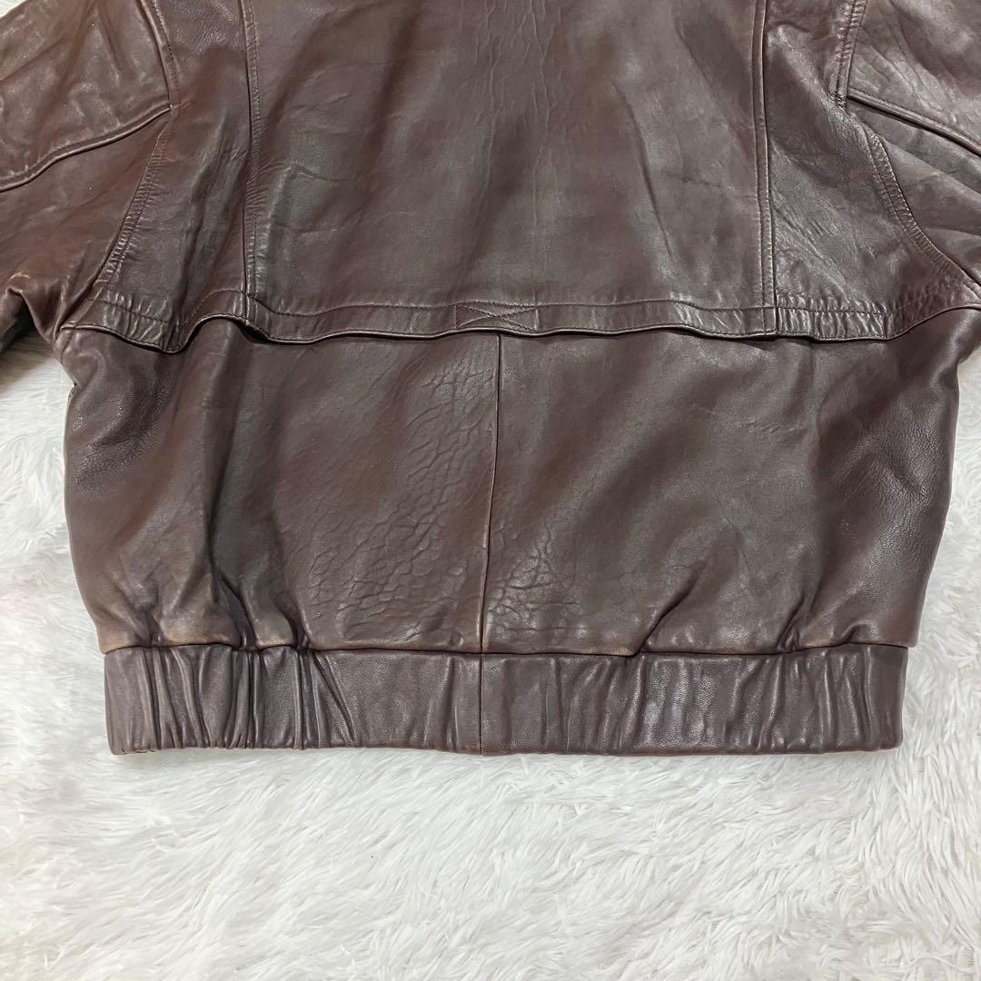 オールド ラムレザー 短丈ジャケット メンズ ブラウンL 古着 羊革 90s