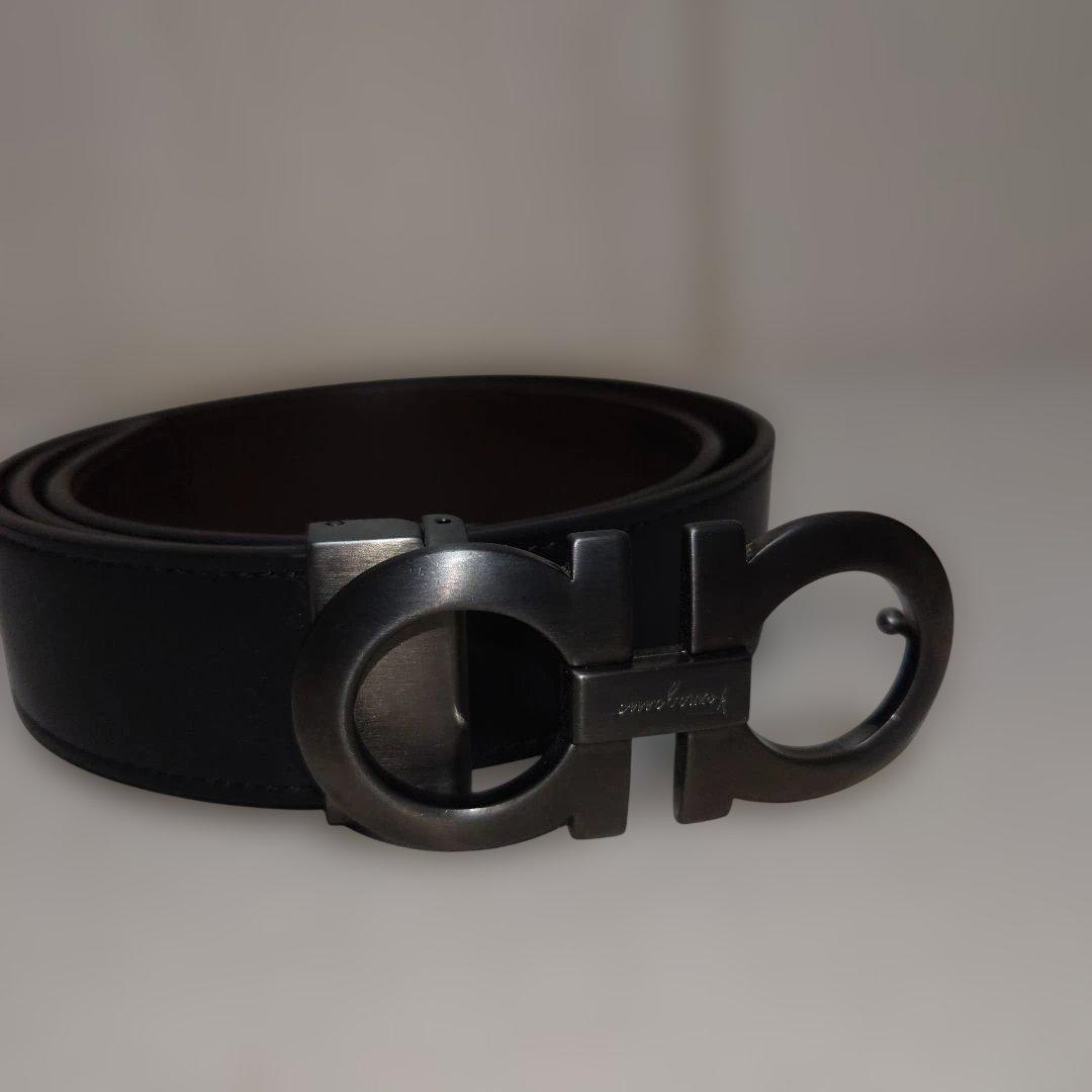 Ferragamo フェラガモ ガンチーニ　マッドグレーバックル　黒レザーベルト