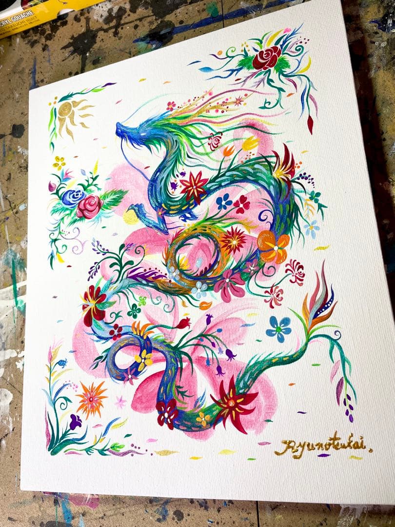 幻の花龍 ③ アクリル画 開運絵画 龍神 龍ノツカイ