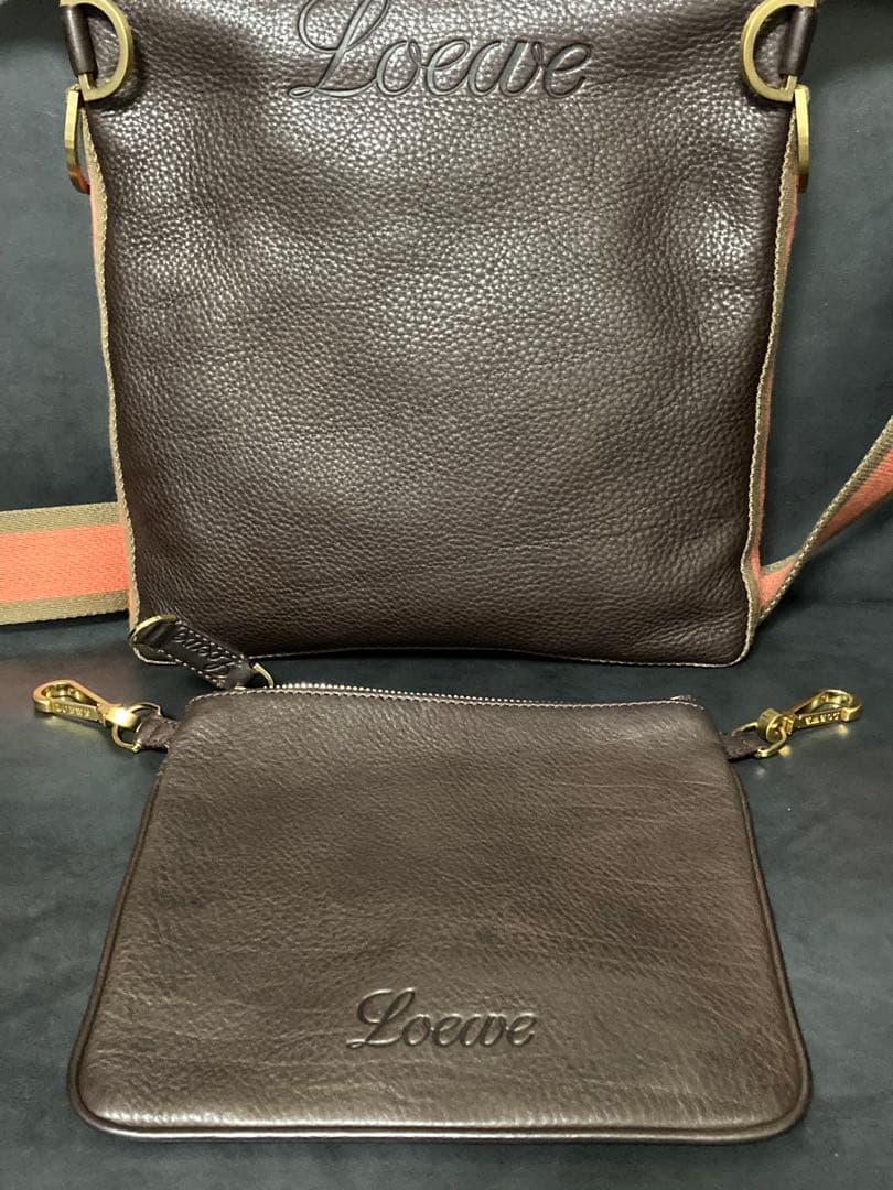美品⭐︎LOEWE ロエベ　レザー ショルダーバッグ メンズ　ブラウン　ポーチ