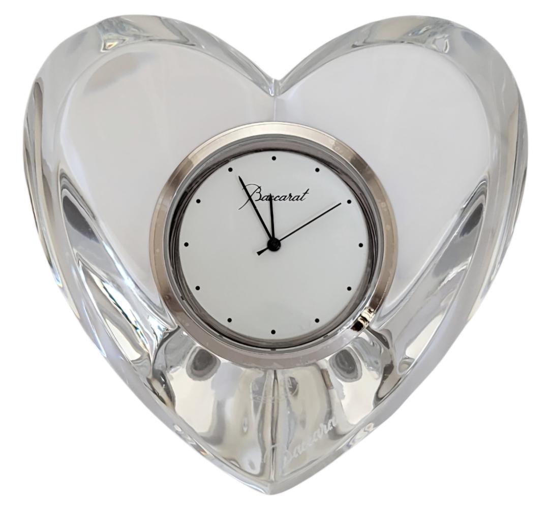 ☆美品 Baccarat / バカラ ハート型 置き時計 稼働品 約369g!!
