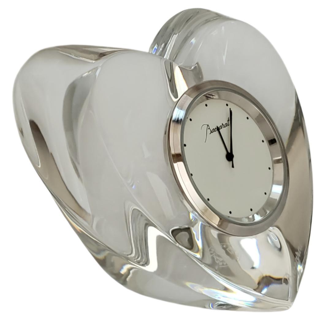 ☆美品 Baccarat / バカラ ハート型 置き時計 稼働品 約369g!!