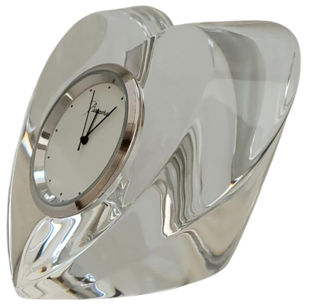 ☆美品 Baccarat / バカラ ハート型 置き時計 稼働品 約369g!!