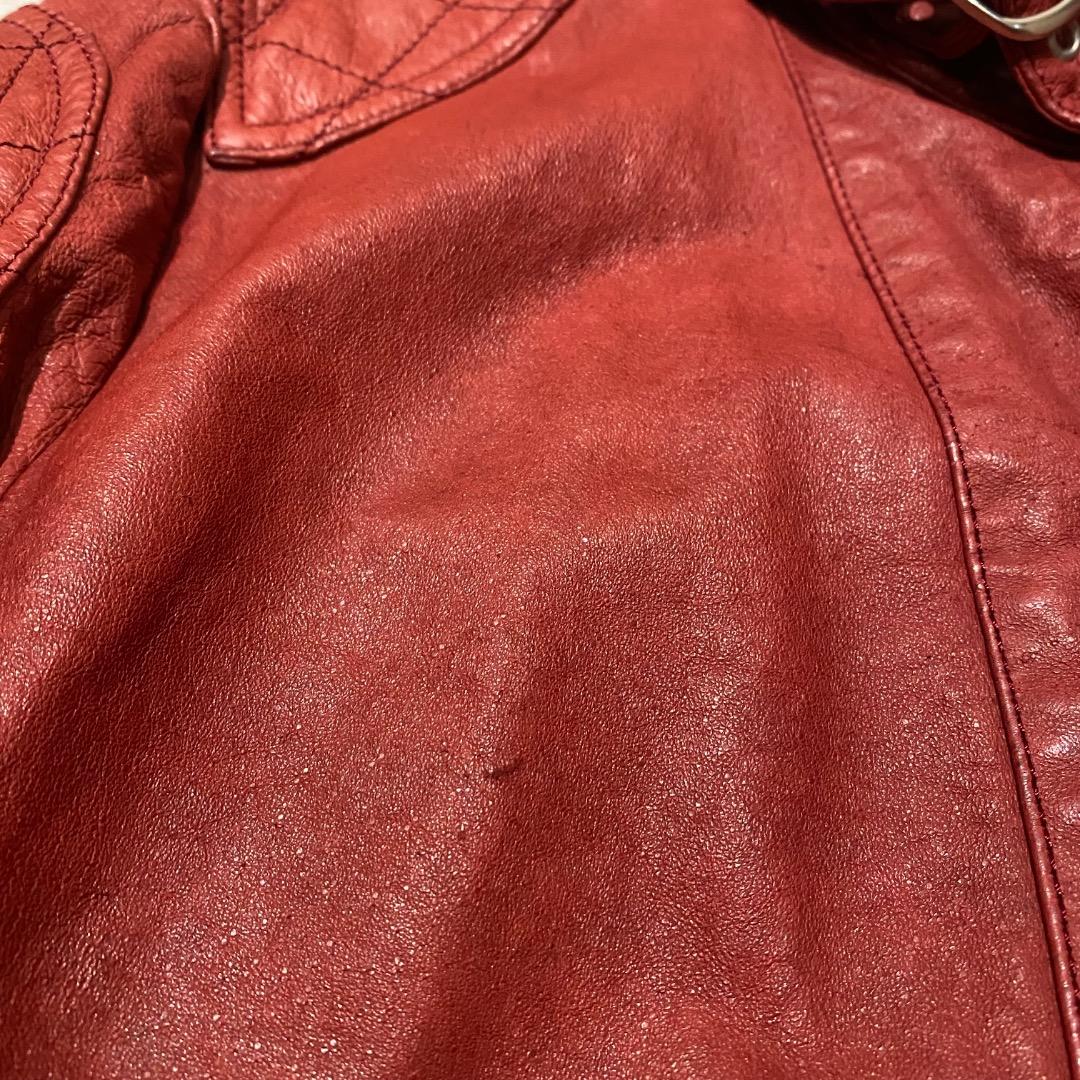 STIMULUS y2k ショート丈 豚革 シングルライダースジャケット 赤