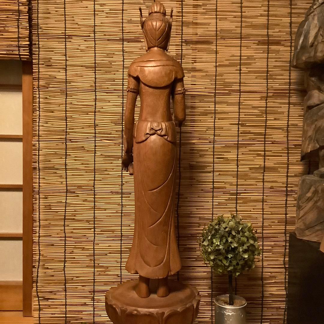 大正期「白鳳文化・夢違観音菩薩立像」法隆寺国宝写仏・平城京・天平文化・木彫・銘刻