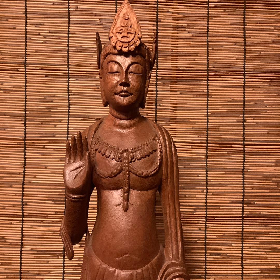 大正期「白鳳文化・夢違観音菩薩立像」法隆寺国宝写仏・平城京・天平文化・木彫・銘刻