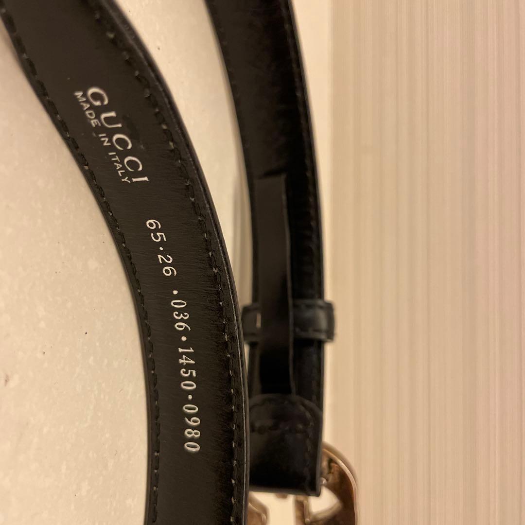 GUCCI ブラックレザー ベルト 65-26
