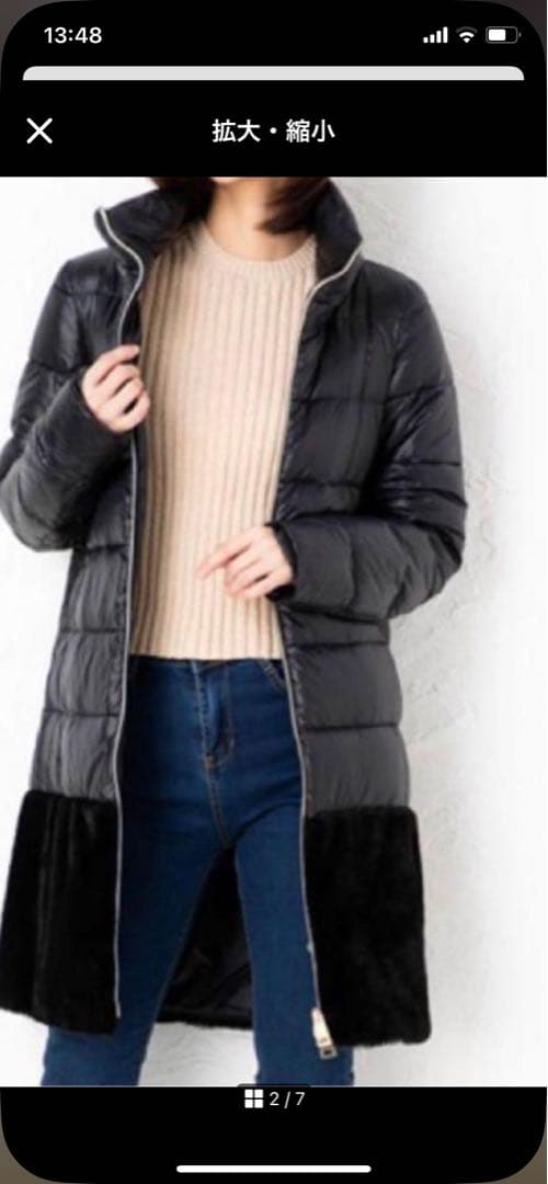 Herno ブラック エコファーダウンジャケット40