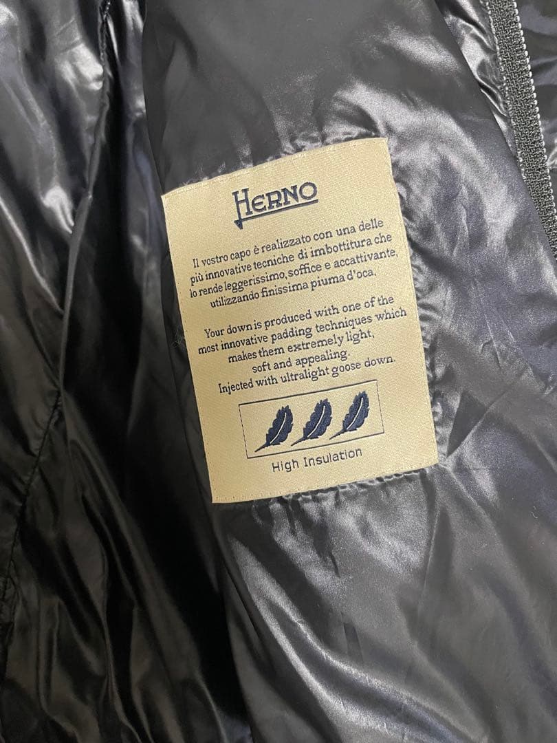 Herno ブラック エコファーダウンジャケット40