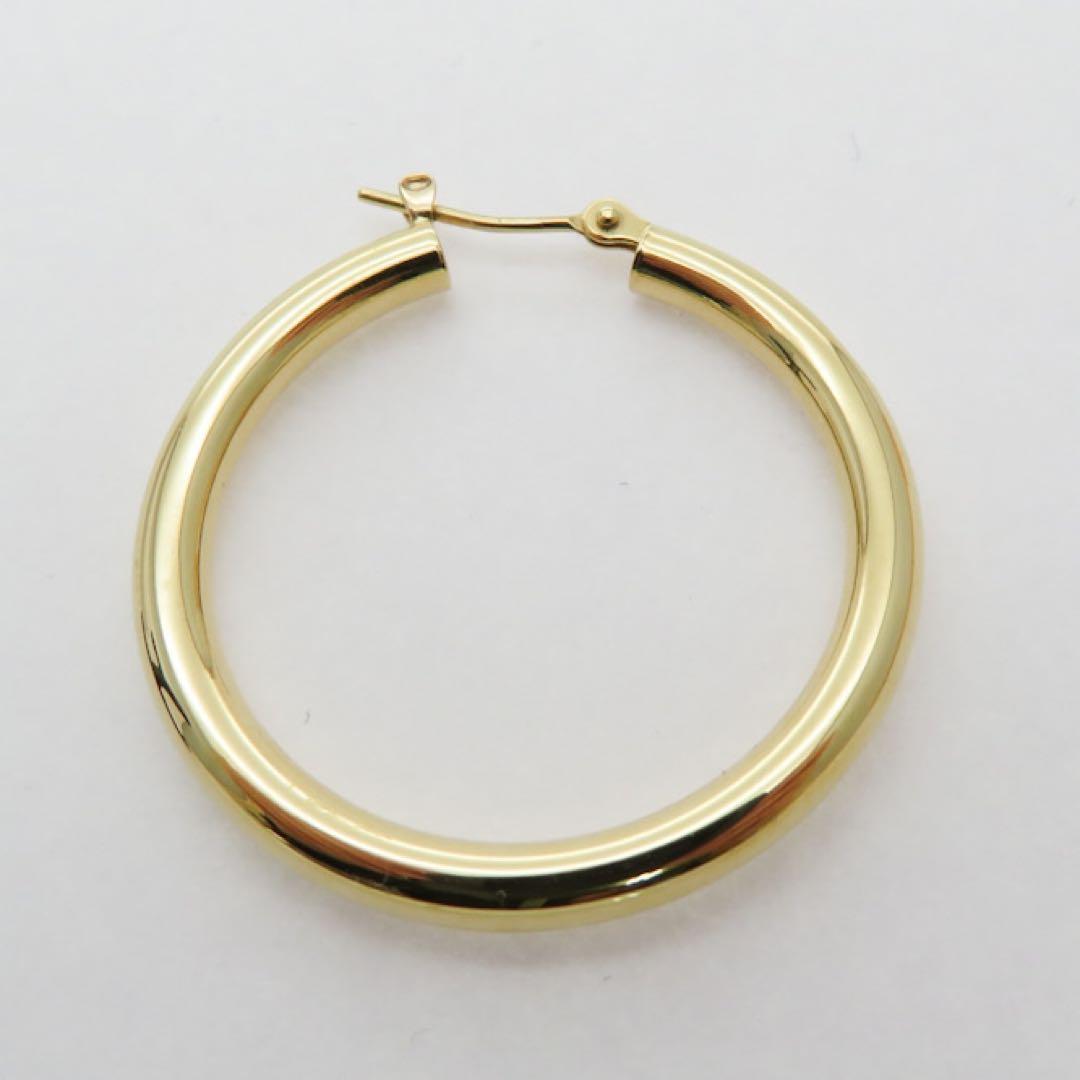 K18YG 18金 フープピアス 幅3mm 外径30mm イエローゴールド　片耳