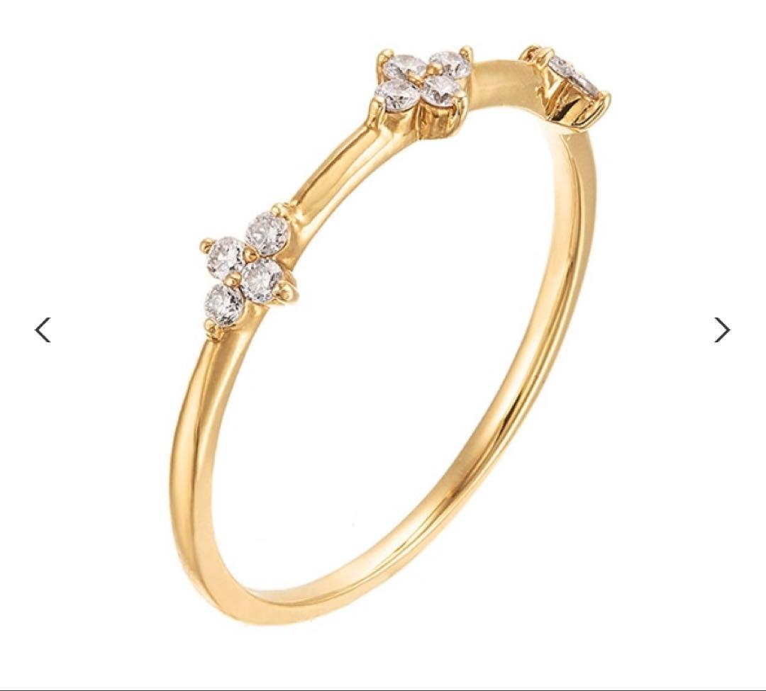 【大人気】ジュエリーツツミ　k18 フラワー ダイヤモンド リング　サイズ9号